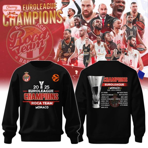 AS Monaco Roca Team 2025 Euroleague Champions T-Shirt