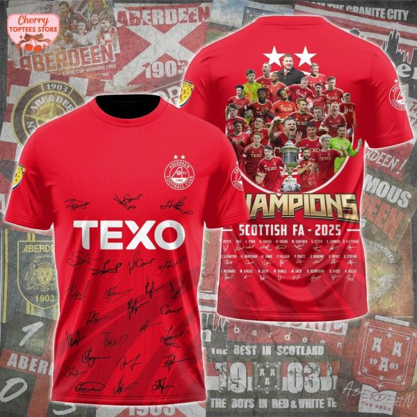 Aberdeen FC Champions Scottish FA 2025 T-Shirt