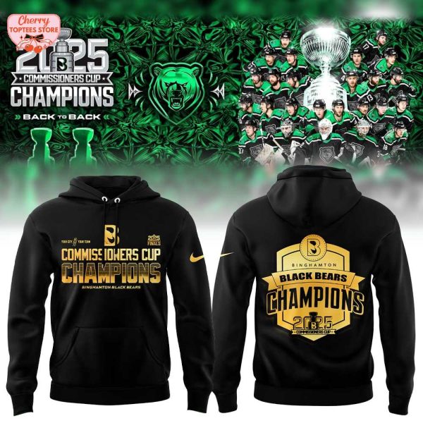 Binghamton Black Bears 2025 Commissioners Cup Finals Champions Black To Back Gold 3D Hoodie