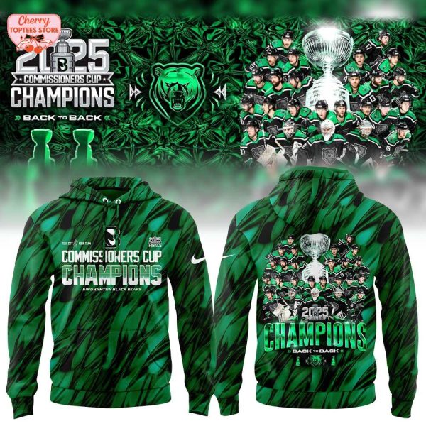 Binghamton Black Bears 2025 Commissioners Cup Finals Champions Black To Back Green Hoodie