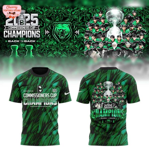Binghamton Black Bears 2025 Commissioners Cup Finals Champions Black To Back Green Hoodie