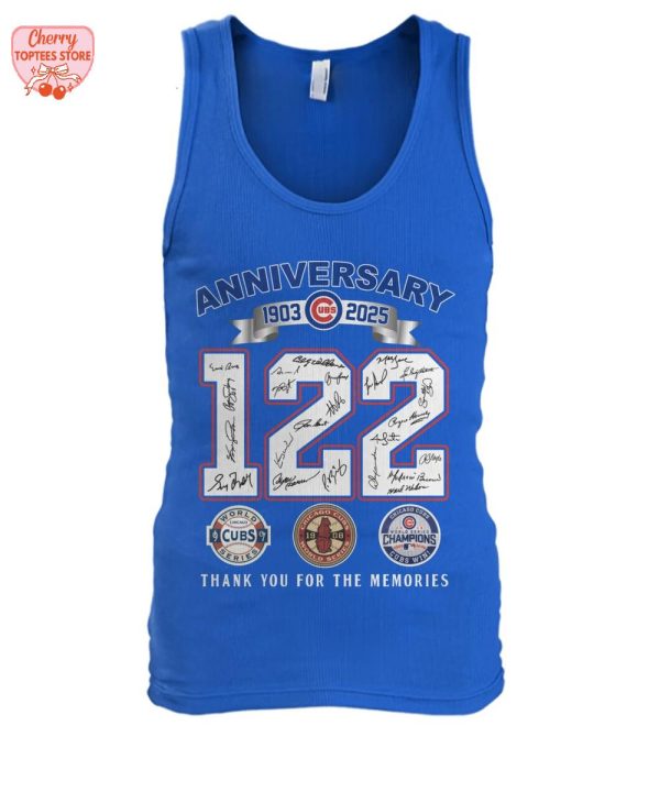 Chicago Cubs Anniversary 1903-2025 122 Years Thank You For The Memories T-Shirt