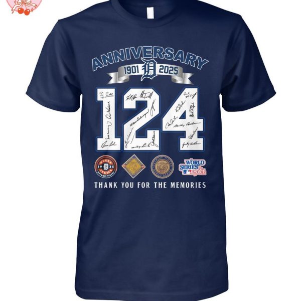 Detroit Tigers 1901-2025 124 Years Thank You For The Memories T-Shirt