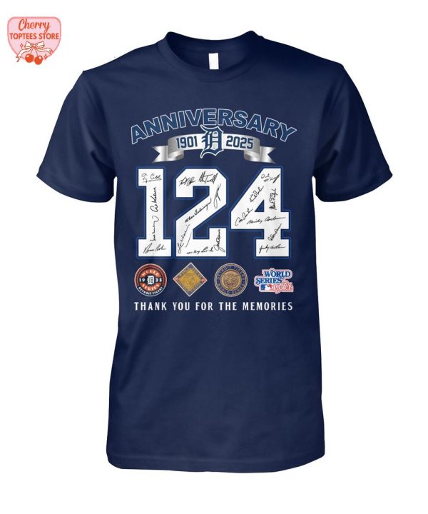 Detroit Tigers 1901-2025 124 Years Thank You For The Memories T-Shirt