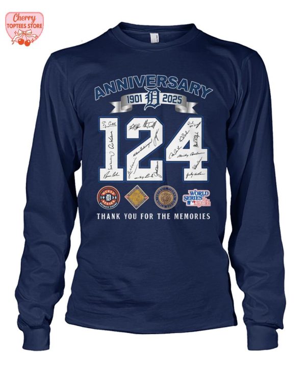 Detroit Tigers 1901-2025 124 Years Thank You For The Memories T-Shirt