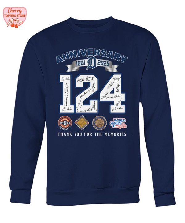 Detroit Tigers 1901-2025 124 Years Thank You For The Memories T-Shirt