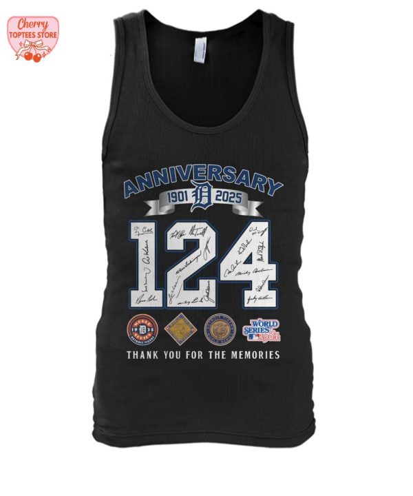 Detroit Tigers 1901-2025 124 Years Thank You For The Memories T-Shirt
