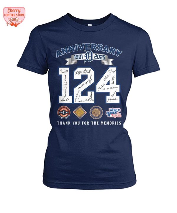 Detroit Tigers 1901-2025 124 Years Thank You For The Memories T-Shirt