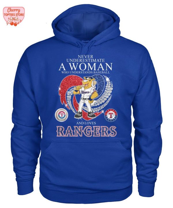 Never Underestimate A Woman Who Understands Baseball And Loves Rangers T-Shirt