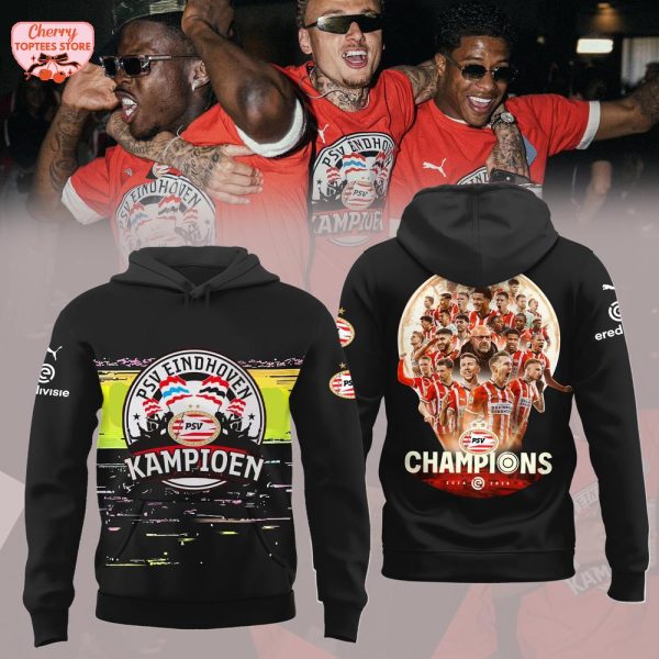 PSV Eindhoven F.C Eredivisie Cup Champions 2025 Black Hoodie