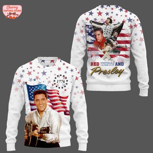 Red White And Elvis Presley 4th Of July Happy Independence Day T-Shirt