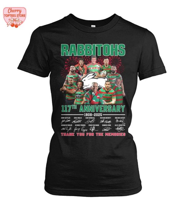 South Sydney Rabbitohs 117th Anniversary 1908-2025 Thank You For The Memories T-Shirt