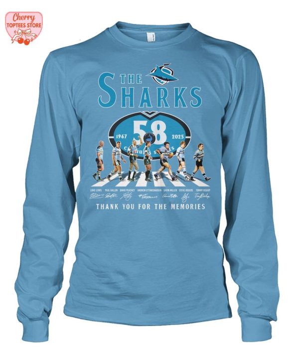 The Cronulla Sharks 58 Years 1967-2025 Thank You For The Memories T-Shirt
