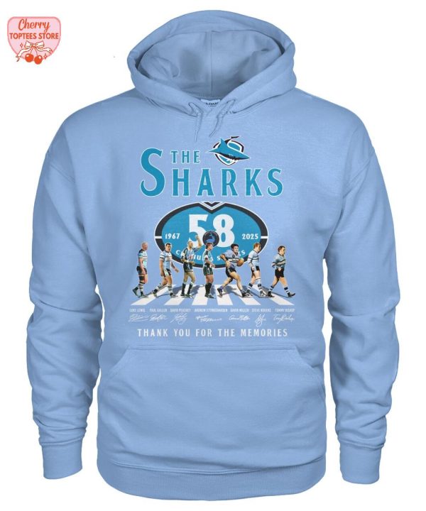 The Cronulla Sharks 58 Years 1967-2025 Thank You For The Memories T-Shirt