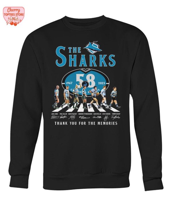 The Cronulla Sharks 58 Years 1967-2025 Thank You For The Memories T-Shirt