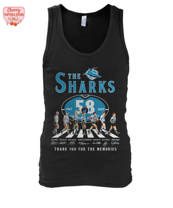 The Cronulla Sharks 58 Years 1967-2025 Thank You For The Memories T-Shirt