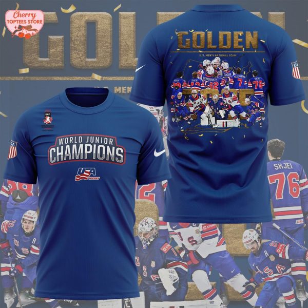 USA Hockey Men’s National Team Golden World Junior Champions 2025 T-Shirt