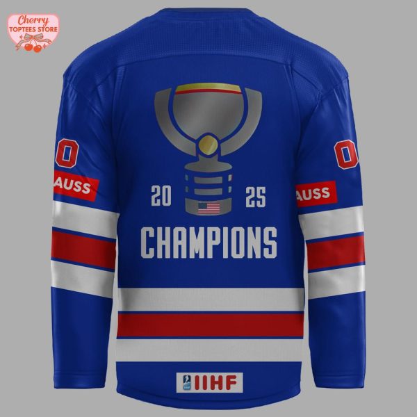 USA Ice Hockey World Champions 2025 Blue Hockey Jersey