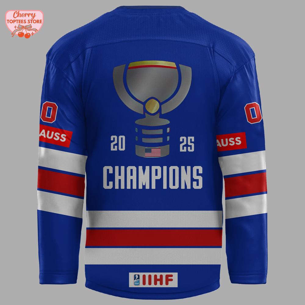 USA Ice Hockey World Champions 2025 Blue Hockey Jersey USA Ice Hockey World Champions 2025 Blue Hockey Jersey