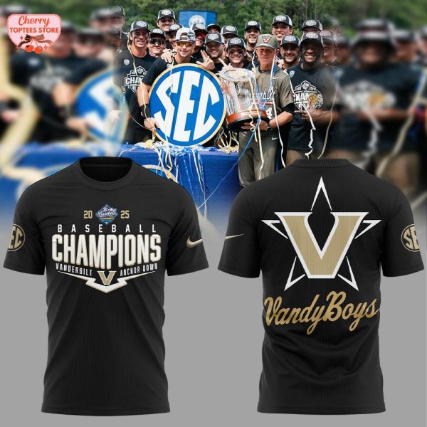 Vanderbilt Anchor Down Baseball SEC Champions 2025 T-Shirt
