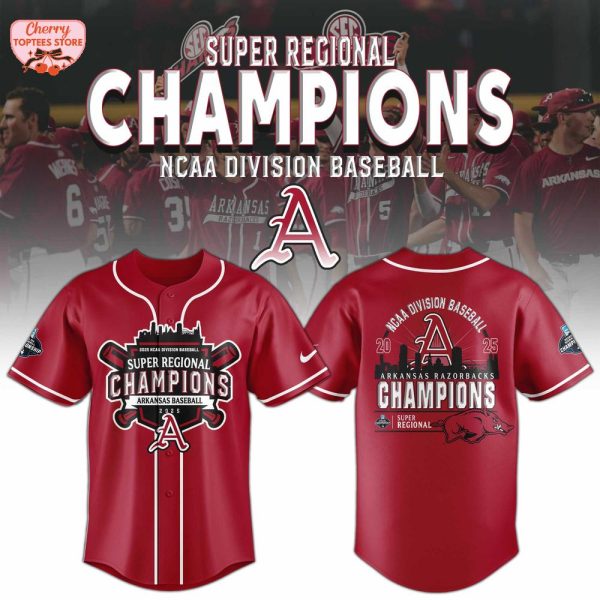 Arkansas Razorbacks 2025 NCAA Division Baseball Super Regional Champions Baseball Jersey