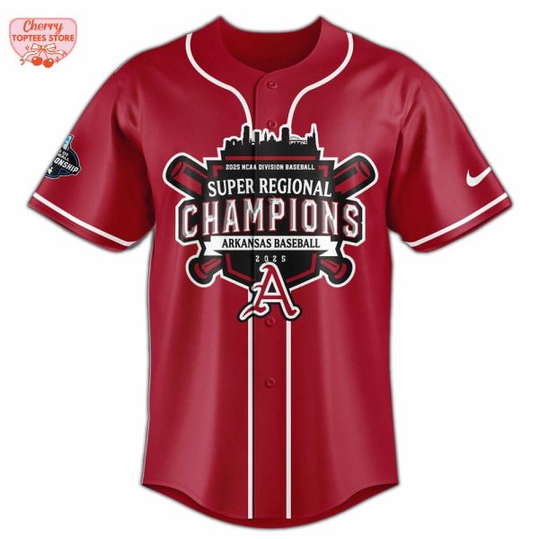 Arkansas Razorbacks 2025 NCAA Division Baseball Super Regional Champions Baseball Jersey