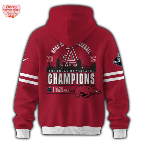 Arkansas Razorbacks 2025 NCAA Division Baseball Super Regional Champions Hoodie