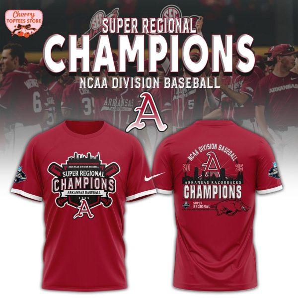 Arkansas Razorbacks 2025 NCAA Division Baseball Super Regional Champions T-Shirt