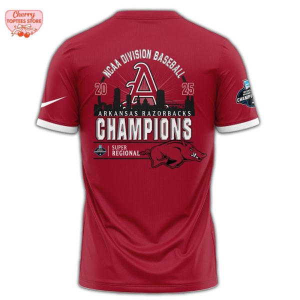 Arkansas Razorbacks 2025 NCAA Division Baseball Super Regional Champions T-Shirt