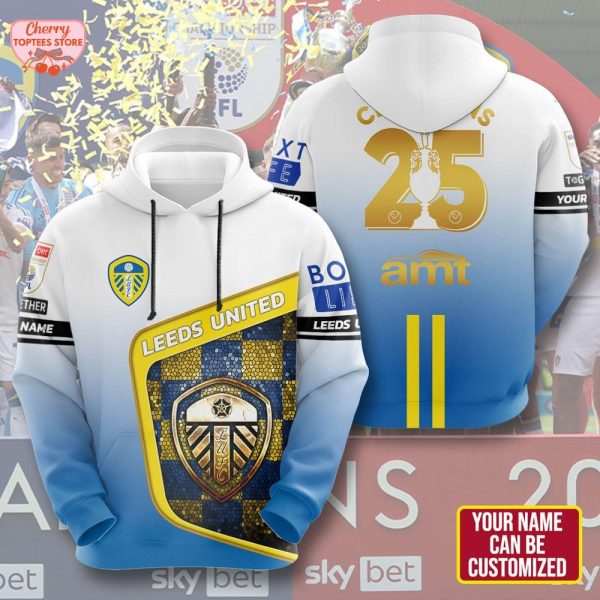 Leeds United Champions 2025 Custom Name And Number T-Shirt