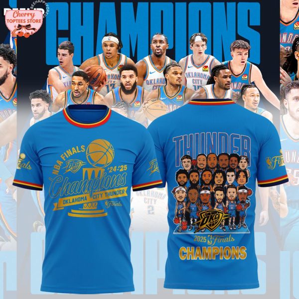 NBA Final 2024-2025 Champions Oklahoma City Thunder Chibi Special New T-Shirt – Blue